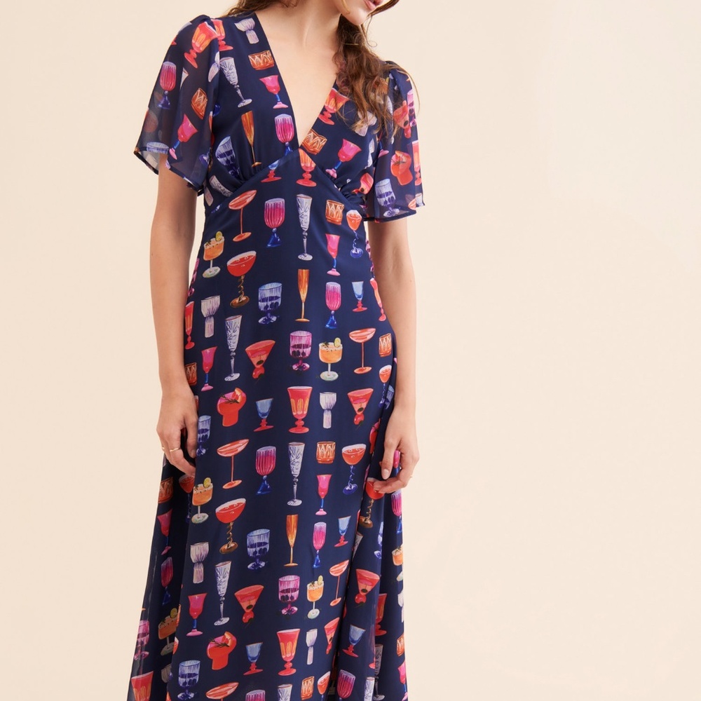 Lisa Says Gah Colorful Glass Print Midi Dress